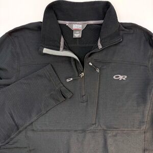 Outdoor Research Radiant Hybrid Grid Fleece 1/4 Zip Pullover Mens Large Black